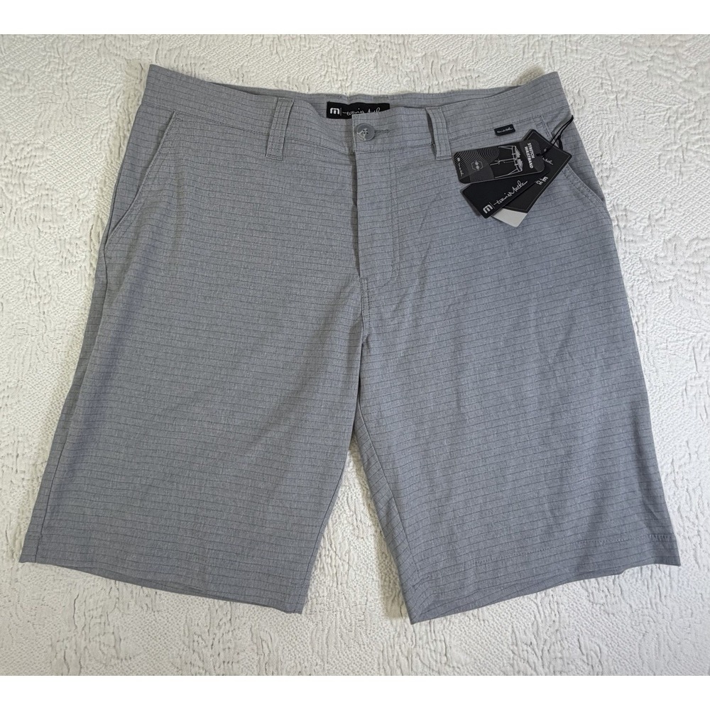 Travis Mathew Shorts Mens 34 Gray Golf Chino Performance Stretch Casual Ashmore